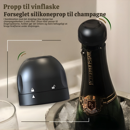 VinoLock™ – Roterende Lufttæt Forsegler til Vin- & Drikkeflasker