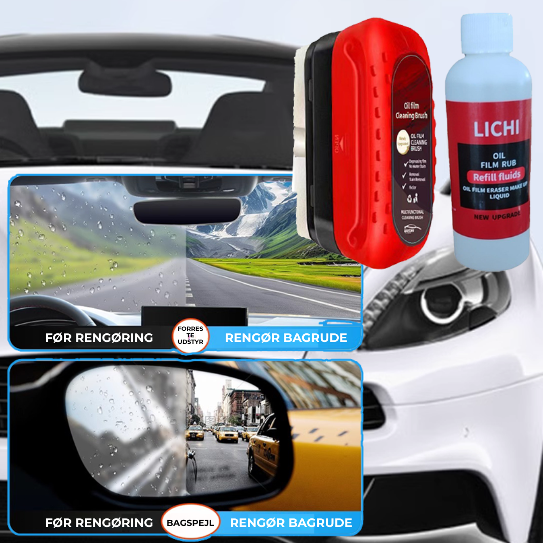 (1+1 GRATIS) GlassCoating™ | Bilglas Oliefilm Belægningsopløsning og Børste