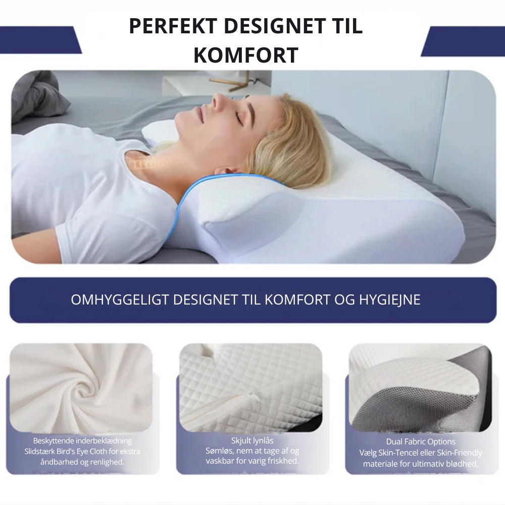 NeckPillow™ | Sov bedre, vågn friskere – ergonomisk støtte til nakke og ryg hele natten