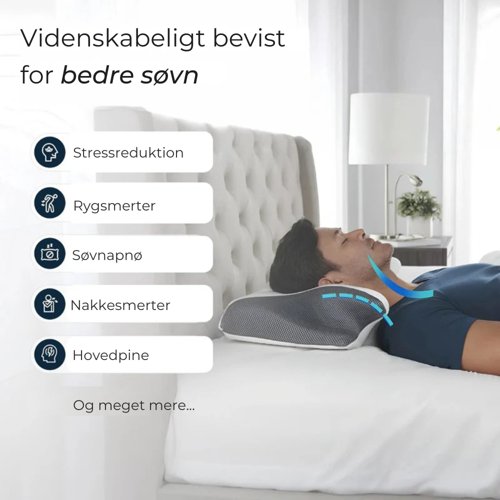 NeckPillow™ | Sov bedre, vågn friskere – ergonomisk støtte til nakke og ryg hele natten
