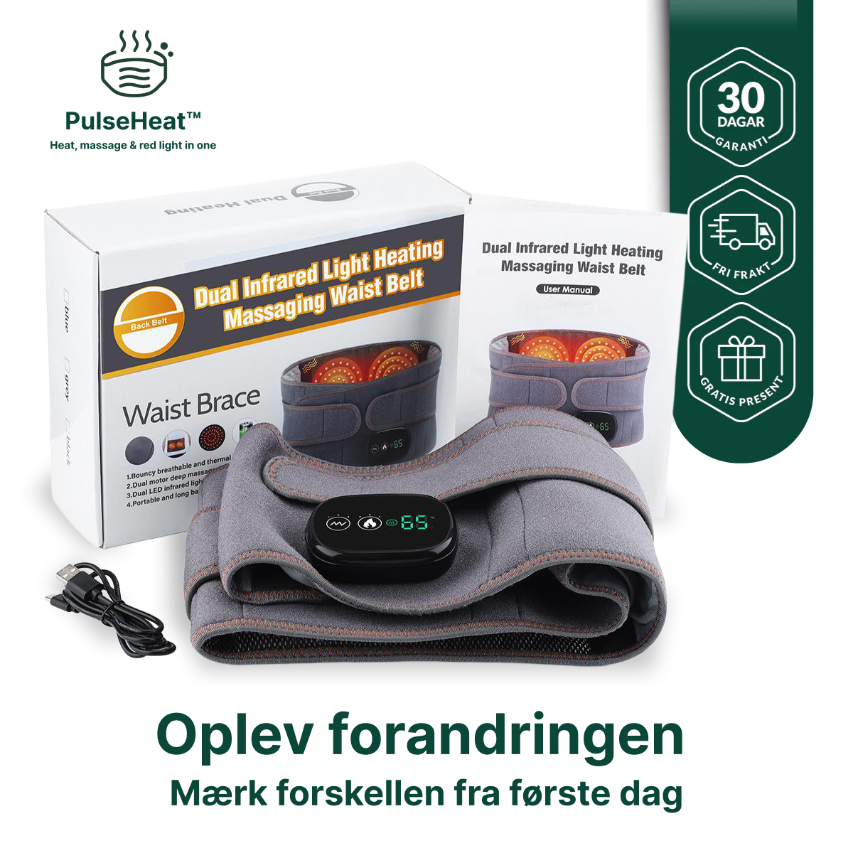 PulseHeat™ – Rygsmerter væk med denne varme-, massage- og rødlysbehandling i ét